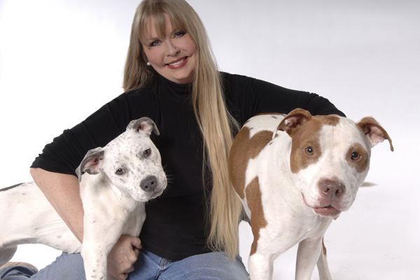 Zandra with dogs, Zeus and Zena